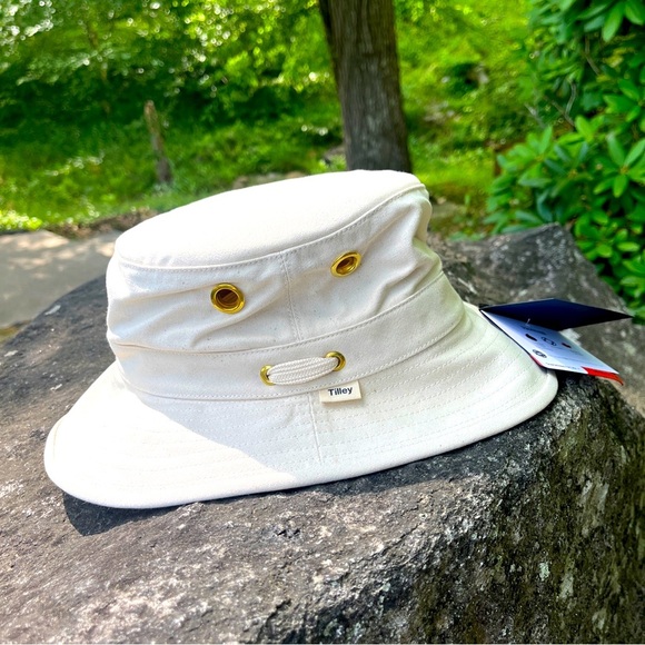 Tilley ICON T1 buck hat UPF50+ sun protection ties on floats cotton Sz M 7 1/8 - Picture 1 of 14